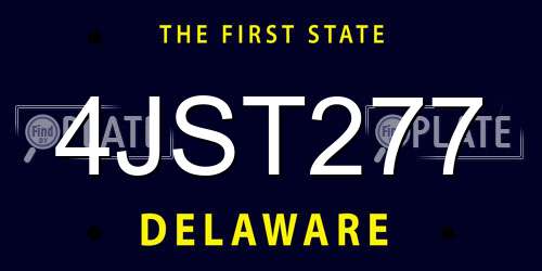 4JST277 Delaware License Plate