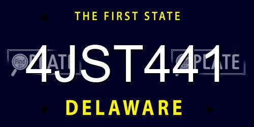 4JST441 Delaware License Plate
