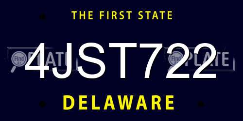 4JST722 Delaware License Plate