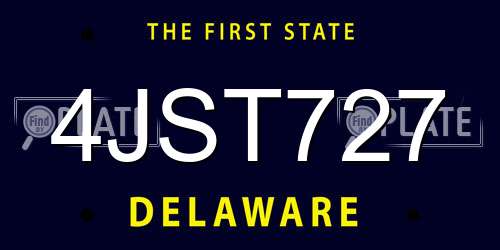 4JST727 Delaware License Plate