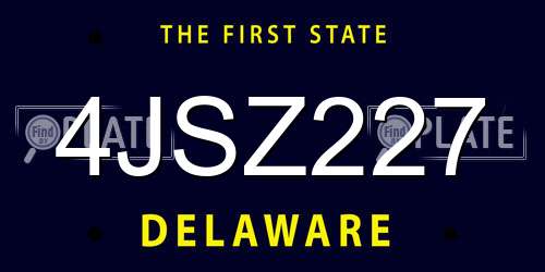 4JSZ227 Delaware License Plate