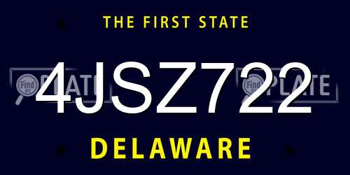 4JSZ722 Delaware License Plate