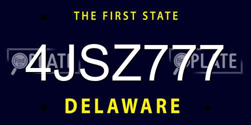 4JSZ777 Delaware License Plate