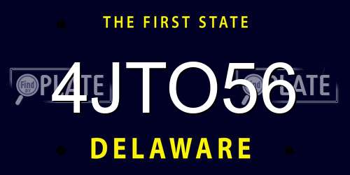 4JTO56 Delaware License Plate