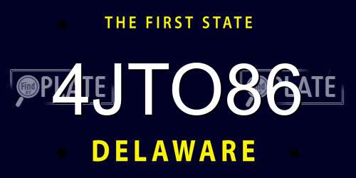 4JTO86 Delaware License Plate