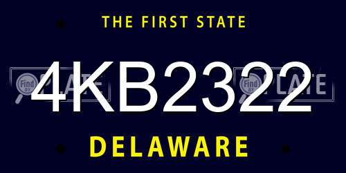 4KB2322 Delaware License Plate