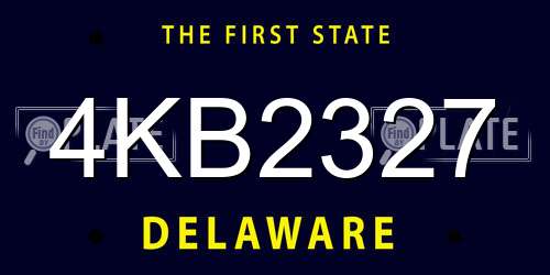 4KB2327 Delaware License Plate