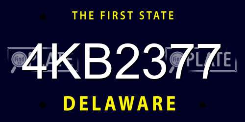 4KB2377 Delaware License Plate