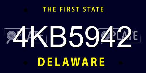 4KB5942 Delaware License Plate