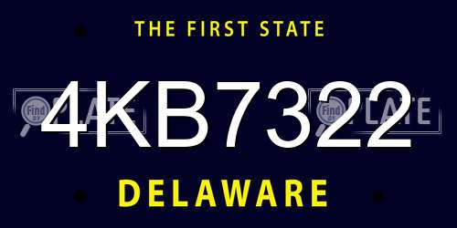 4KB7322 Delaware License Plate