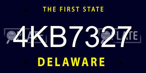 4KB7327 Delaware License Plate