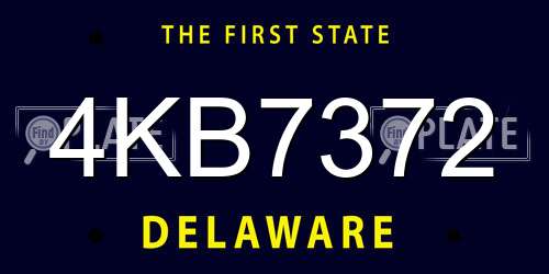 4KB7372 Delaware License Plate
