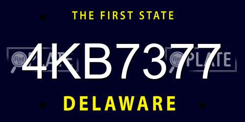 4KB7377 Delaware License Plate