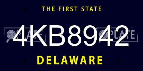 4KB8942 Delaware License Plate