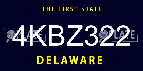 4KBZ322 Delaware License Plate
