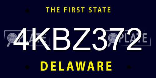 4KBZ372 Delaware License Plate