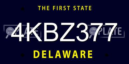 4KBZ377 Delaware License Plate