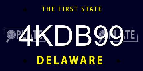 4KDB99 Delaware License Plate