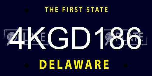 4KGD186 Delaware License Plate