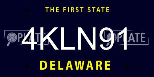 4KLN91 Delaware License Plate