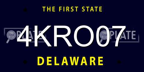 4KRO07 Delaware License Plate