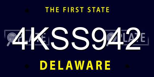 4KSS942 Delaware License Plate