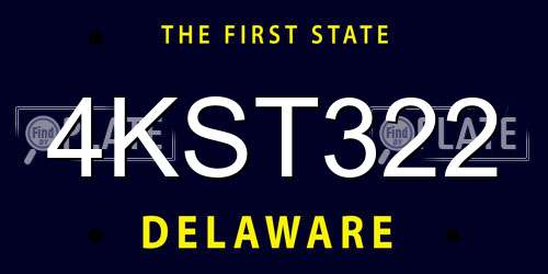 4KST322 Delaware License Plate