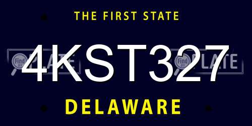 4KST327 Delaware License Plate