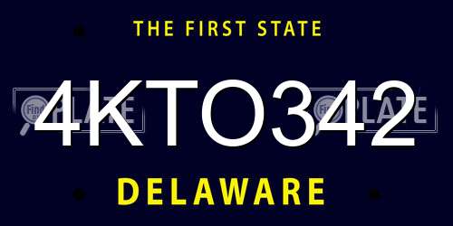 4KTO342 Delaware License Plate