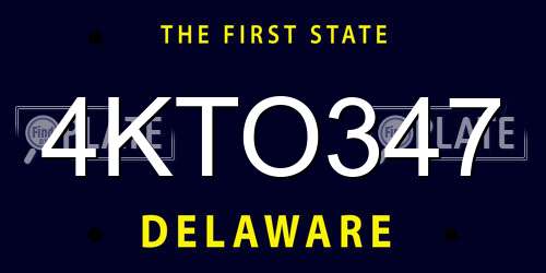 4KTO347 Delaware License Plate