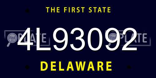 4L93092 Delaware License Plate