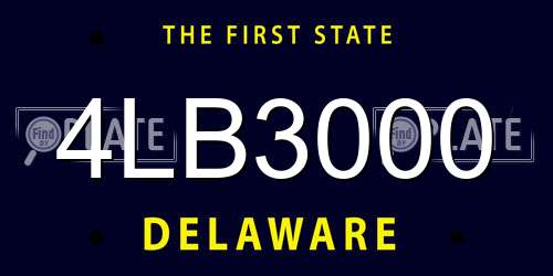 4LB3000 Delaware License Plate