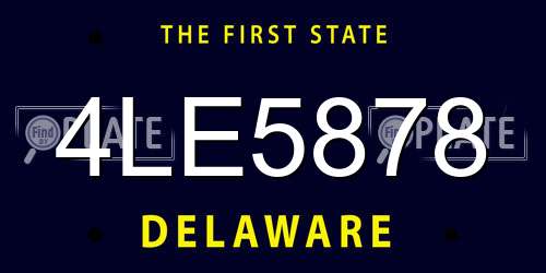4LE5878 Delaware License Plate