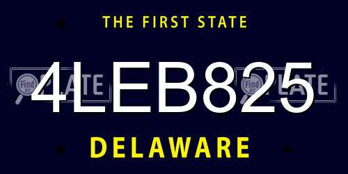4LEB825 Delaware License Plate