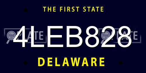 4LEB828 Delaware License Plate