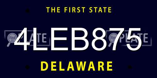 4LEB875 Delaware License Plate