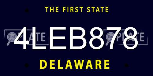 4LEB878 Delaware License Plate