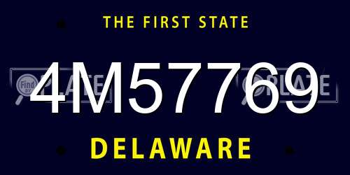 4M57769 Delaware License Plate