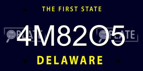 4M82O5 Delaware License Plate