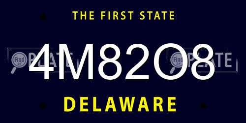 4M82O8 Delaware License Plate