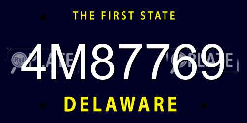 4M87769 Delaware License Plate
