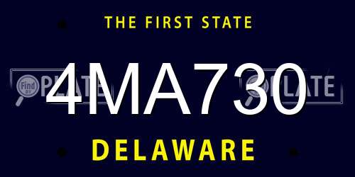 4MA730 Delaware License Plate