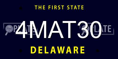 4MAT30 Delaware License Plate