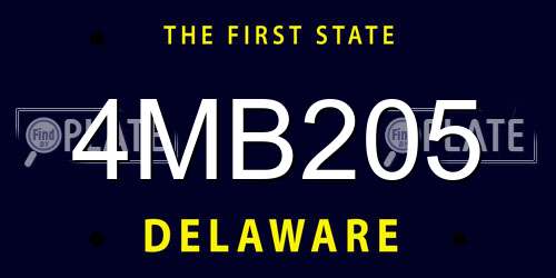 4MB205 Delaware License Plate