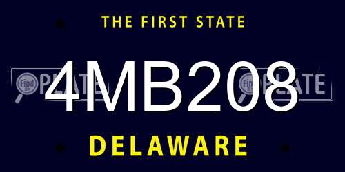 4MB208 Delaware License Plate