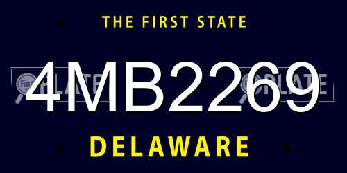 4MB2269 Delaware License Plate