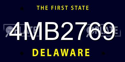 4MB2769 Delaware License Plate