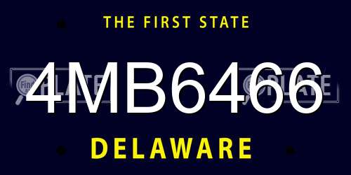 4MB6466 Delaware License Plate