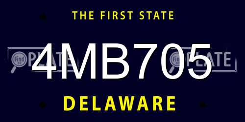 4MB705 Delaware License Plate
