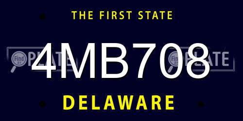 4MB708 Delaware License Plate